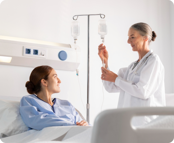 A Nightingale nurse setting up an IV drip