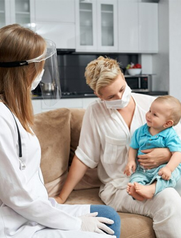A Nightingale babysitter with a child at home in Dubai