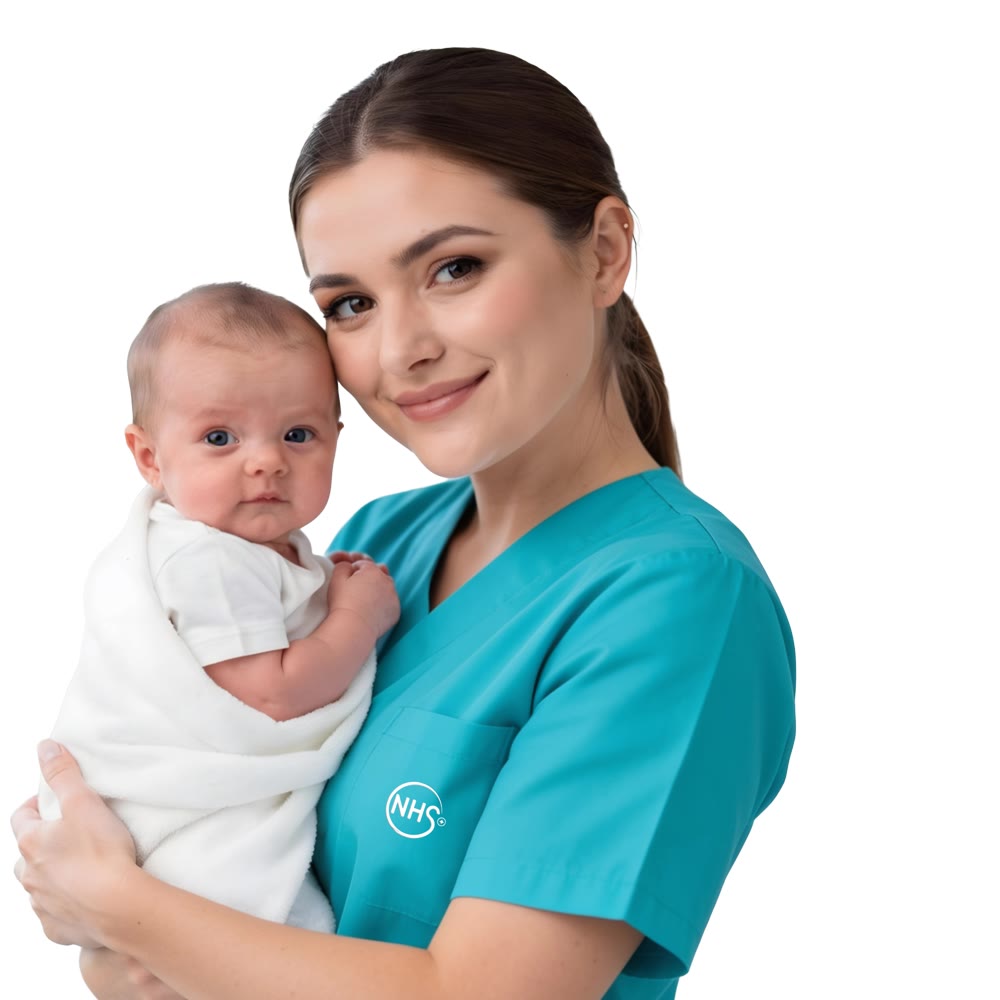 A Nightingale nurse caring for a newborn baby at home in Dubai