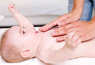 massaging a baby